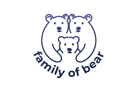 Funny Cute Ice Polar Grizzly Bear Family Cartoon Logo Design Vectorのイラスト素材