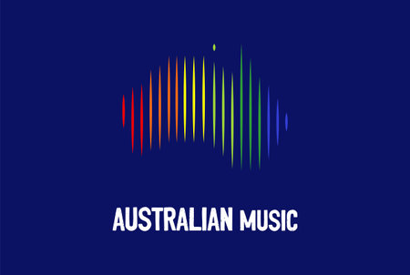 Music Bar Equalizer Wavefrom shape Australian Continent Map Logo Designのイラスト素材