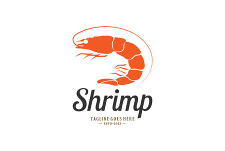 Simple Shrimp Prawn Lobster for Seafood Restaurant Product Label Logo Design Vectorのイラスト素材