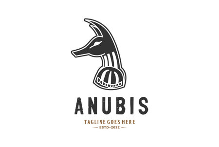 Vintage Egyptian God Anubis with Wolf Head for Tattoo Logo Designのイラスト素材