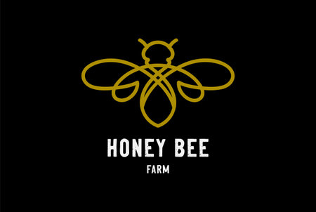 Golden Premium Honey Bee Monogram Farm Product Logo Designのイラスト素材