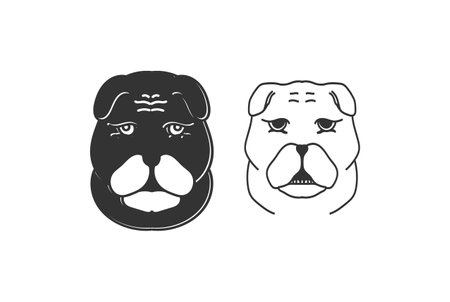 Vintage Retro Bulldog Pinscher Head Illustration Vectorのイラスト素材