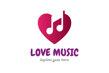 Love Heart Music Notes for Song Media Player App Button Icon Logo Design Vectorのイラスト素材