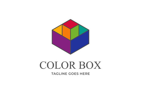 Colorful Geometric Cubic Cube Box for Kids Toys Package or Storage Logo Design Vectorのイラスト素材
