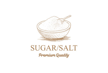 Vintage Hand Drawn Cup of Sugar or Salt for Seasoning Logo Design Vectorのイラスト素材