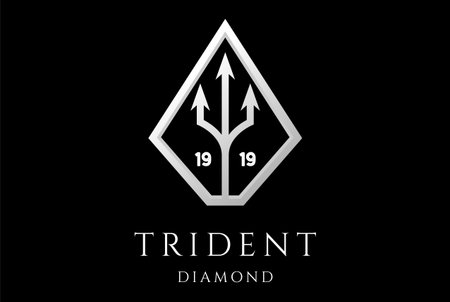 Simple Minimalist Trident Spear Fork with Diamond Logo Designのイラスト素材