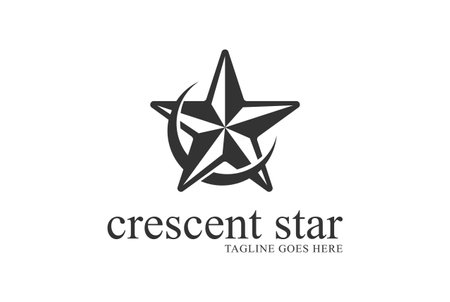 Vintage Simple Minimalist Star Crescent Moon Logo Designのイラスト素材