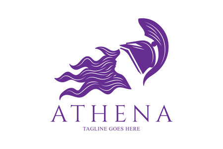 Beauty Greek Woman Girl Lady God of War Athena Hair Logoのイラスト素材