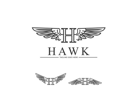 Vintage Initial Letter H for Hawk Wings Logo Designのイラスト素材