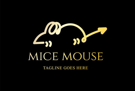 Simple Minimalist Mice Mouse Rat Line Monogram Logo Designのイラスト素材