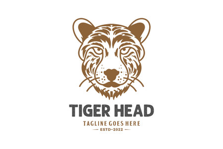 Vintage Retro Tiger Head Face Logo Design Vectorのイラスト素材