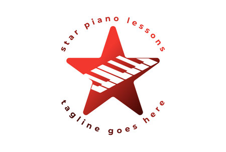 Modern Simple Minimalist Star Piano Instrument Music Logoのイラスト素材