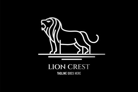 Royal Lion Line Art Logo Design Inspirationのイラスト素材