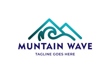 Simple Minimalist Geometric Mountain Wave Logo Designのイラスト素材