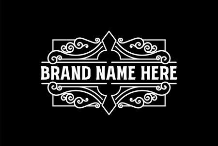 Black Background with Vintage Border Frame Royal Crown Badge Emblem Stamp Label Logo Design Vectorのイラスト素材