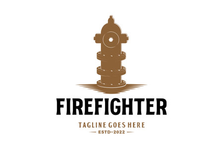 Retro Vintage Fire Hydrant for Firefighter Logo Designのイラスト素材