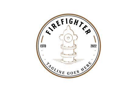 Vintage Fire Hydrant Badge Emblem Label Logo Designのイラスト素材