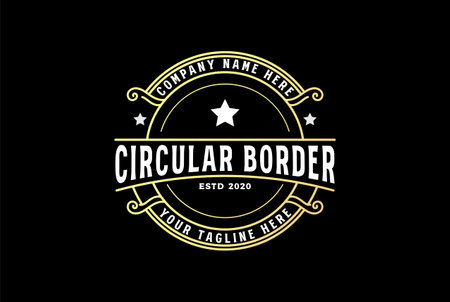 Circle Vintage Border Frame Vintage Royal Crown Badge Emblem Stamp Label Logo Design Vectorのイラスト素材