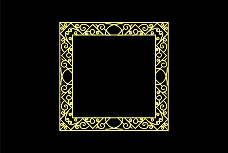 Golden Square Ornament Frame Logo Icon Illustration Vectorのイラスト素材