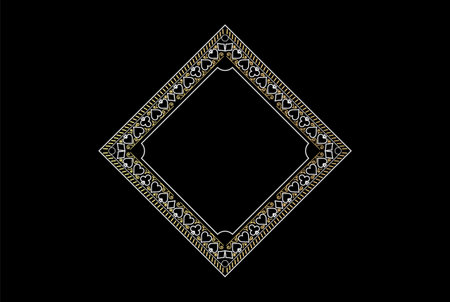 Vintage Golden Square Luxury Poker Card Ornament Frame Border Icon Illustrationのイラスト素材