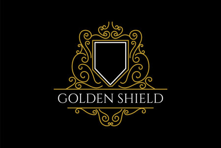 Victorian Shield Border Frame Royal Badge Emblem Stamp Label Logo Design Vectorのイラスト素材