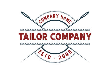 Vintage Retro Crossed Needle with Yarn Badge Emblem for Tailor Tailoring Sewing Fashion Cloth Apparel or Hand Craft Logoのイラスト素材