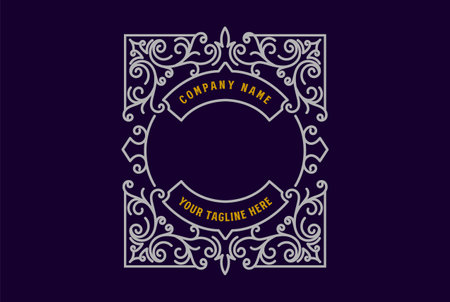 Vintage Retro Square Ornament Border Frame Royal Badge Emblem Stamp Label Logo Design Vectorのイラスト素材