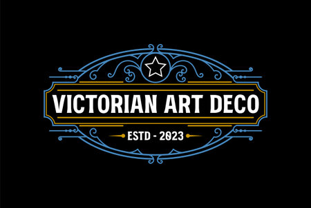 Blue Vintage Retro Art Deco Ornament Border Frame Royal Badge Emblem Stamp Label Logo Design Vectorのイラスト素材