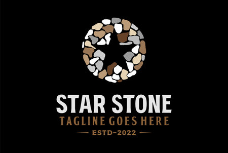 Circle Circular Round Star Rock Stone for Health Yoga Wellness Meditation Logo Designのイラスト素材