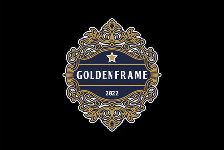 Circular Vintage Border Frame Vintage Royal Crown Badge Emblem Stamp Label Logo Design Vectorのイラスト素材