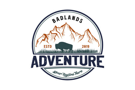 Vintage Retro American Badlands National Park for Outdoor Adventure T Shirt Logo Illustrationのイラスト素材