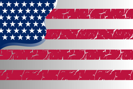 Retro American US Flag with Grunge Texture for Independence Day Background Designのイラスト素材