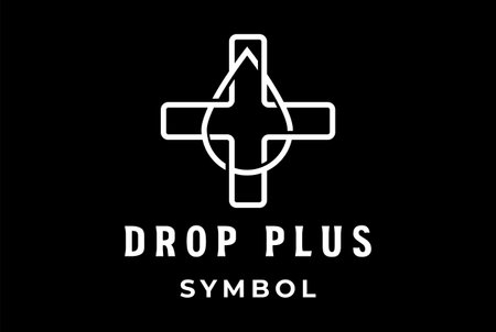 Pure Liquid Water Oil Drop With Plus or Health Symbol Line Monogram Icon Illustration Vectorのイラスト素材