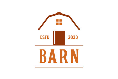 Vintage Minimalist Farming Barn Sign Symbol Illustration Vectorのイラスト素材