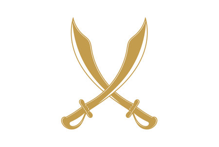 Vintage Retro Crossed Saber Scimitar Sword Icon Illustrationのイラスト素材