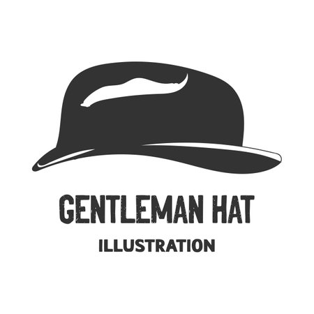 Vintage Retro Cowboy Gentleman Hat for Fashion Style Icon Illustration Vectorのイラスト素材