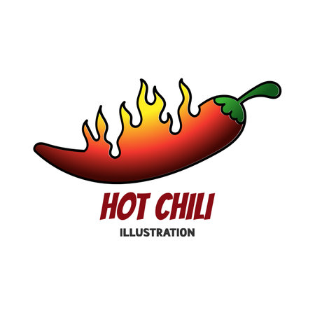Hot Spicy Red Chili Flame Fire Illustration Vectorのイラスト素材