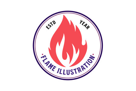 Vintage Retro Burn Fire Flame Badge Emblem Label Illustration Design Vectorのイラスト素材