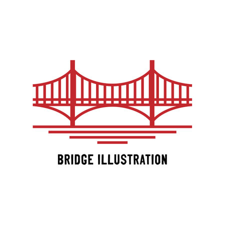 Bridge Symbol Icon Line Outline Style Vector Illustrationのイラスト素材