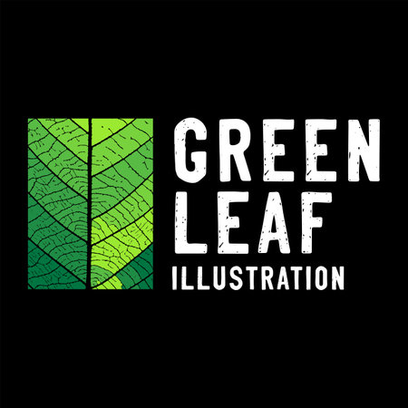 Square Realistic Close Up Green Leaf Tree for Environment Nature or Herb Illustration Vectorのイラスト素材
