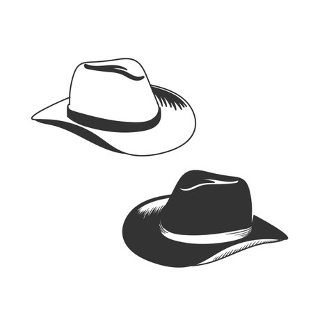Vintage Retro Western Cowboy Hat Cap for Fashion Accessory Icon Illustration Vectorのイラスト素材