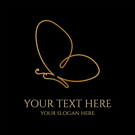 Elegant Luxury Golden Butterfly Line for Beauty Fashion Yoga Wellness Herbal Nature Logo Design Illustration Vectorのイラスト素材
