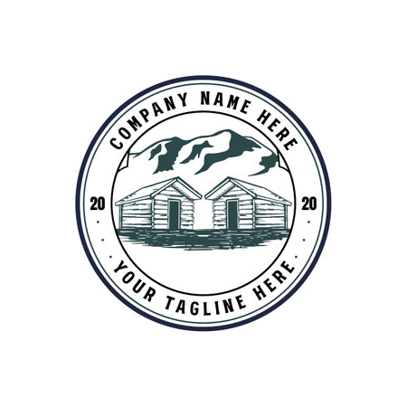Vintage Retro Wooden Cabin Chalet Cottage Lodge Badge Emblem Label Stamp Logo Design Vectorのイラスト素材