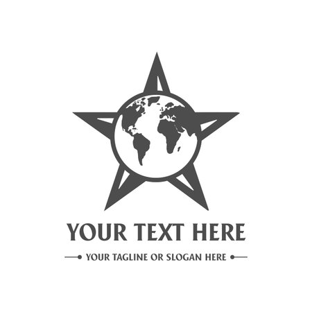 Vintage Star World Globe Earth Planet Logo Design Illustration Vectorのイラスト素材