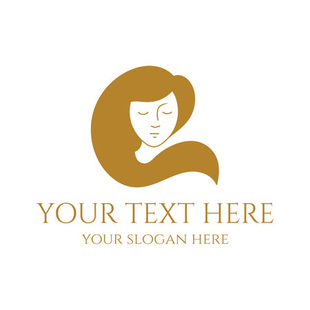 Beauty Pretty Woman Girl Lady Female with Long Straight Hair Icon Illustration Vectorのイラスト素材