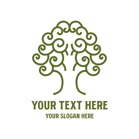 Simple Minimalist Swirl Oak Banyan Tree of Life Logo Design Vectorのイラスト素材