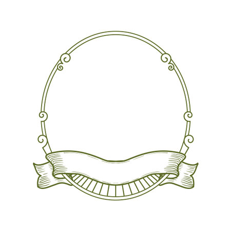 Blank Vintage Retro Badge Emblem Label with Ribbon Design. Vector Illustrationのイラスト素材