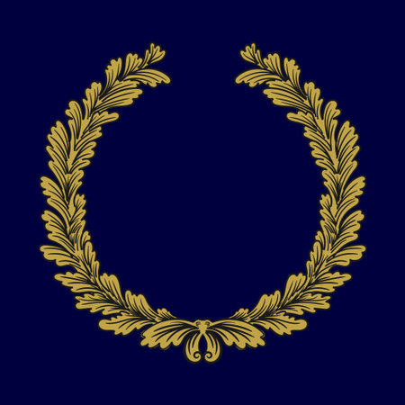 Vintage Retro Golden Laurel Leaf for Certificate, Award or Celebration Anniversary Illustration Vectorのイラスト素材
