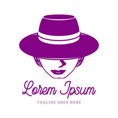 Mysterious Elegant Beauty Woman Girl Lady with Wide Brim Hat for Model Fashion Vector Illustrationのイラスト素材