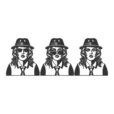 Illustration of Woman Girl Lady with Cowboy Hat and Glassesのイラスト素材